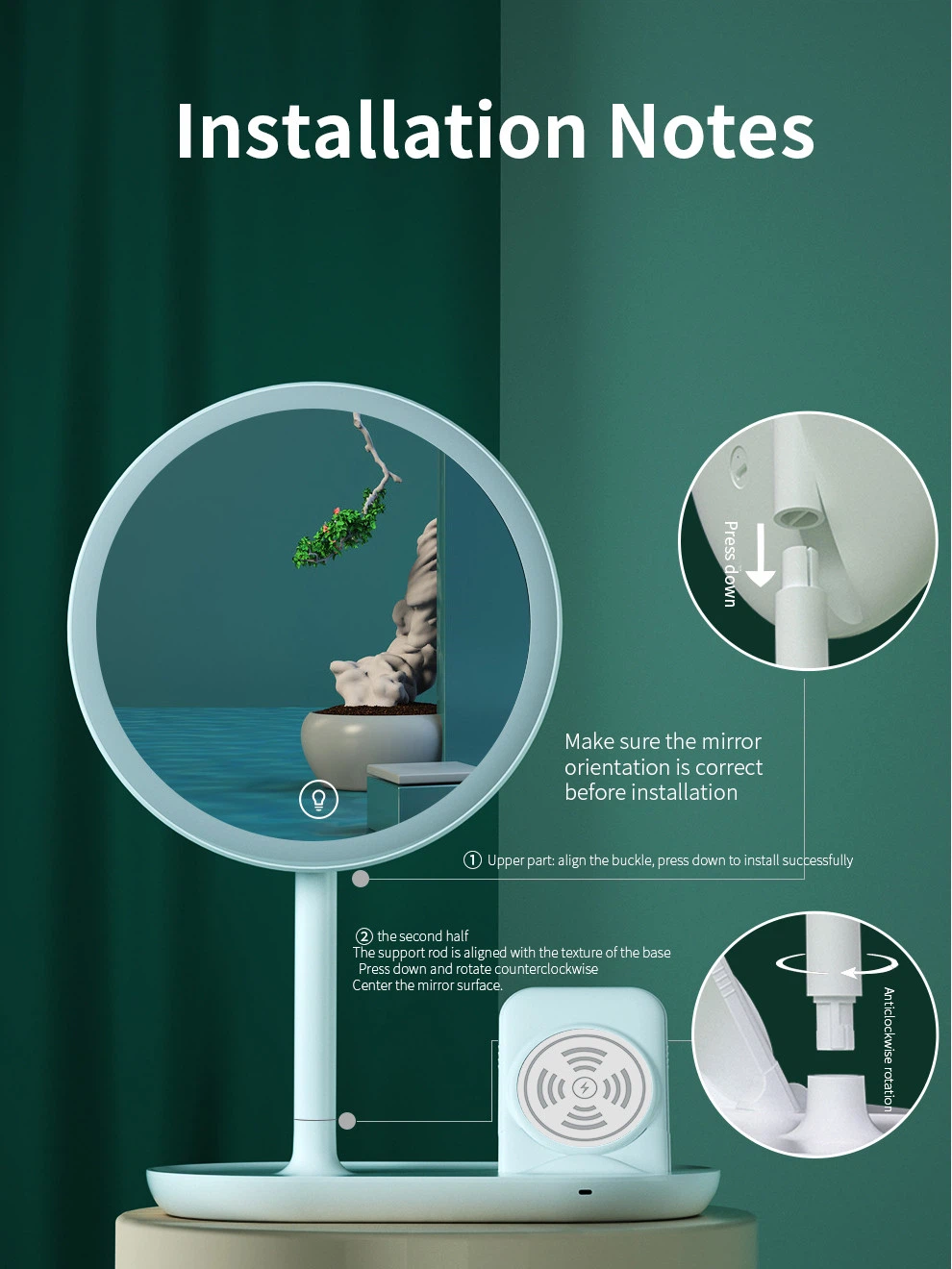desktop mirrior with wireless charger 11 desktop mirrior with wireless charger 11