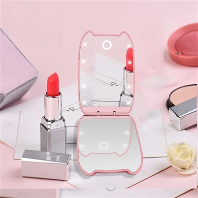 LED compacto espelho de maquiagem de viagem