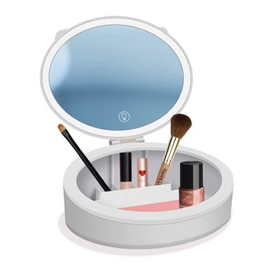 Bolsa de maquiagem portátil com espelho